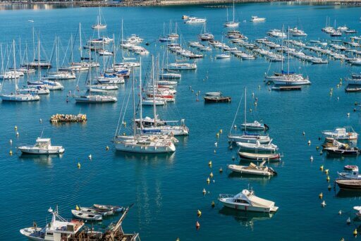 boats moored at sea